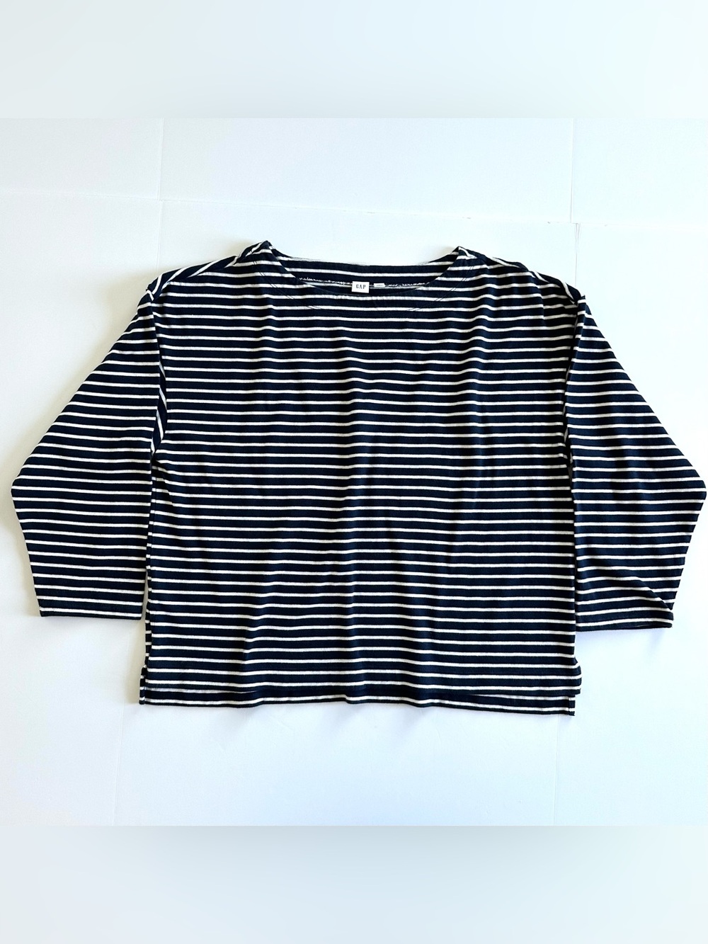 GAP Factory Oversized Boatneck Tunic Shirt in White Navy Stripe | XL | GUC